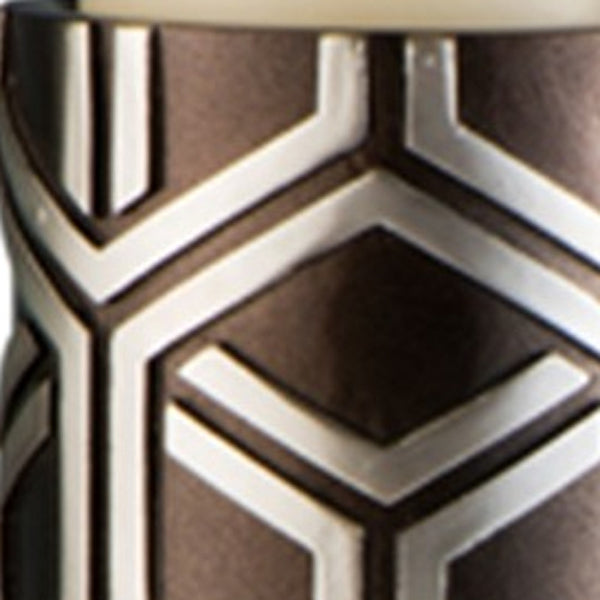 Homeroots Set Of Two Espresso And Silver Pillar Tabletop Pillar Candle Holders   468840