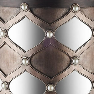 Homeroots 31" Bronze And Silver With Pearls Floor Hurricane Candle Holder   468841