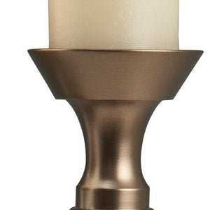 Homeroots Set Of Two Gold Pillar Tabletop Pillar Candle Holders   468854