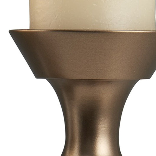Homeroots Set Of Two Gold Pillar Tabletop Pillar Candle Holders   468854