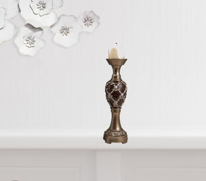 Homeroots Set Of Two Gold Pillar Tabletop Pillar Candle Holders   468854