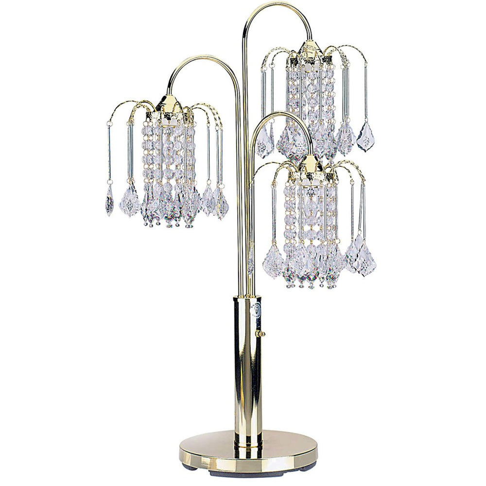 HomeRoots 34" Elegant Gold Chandelier Table Lamp with Faux Crystal Accents for Stylish Ambient Lighting 468857