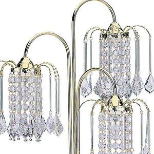 HomeRoots 34" Elegant Gold Chandelier Table Lamp with Faux Crystal Accents for Stylish Ambient Lighting 468857
