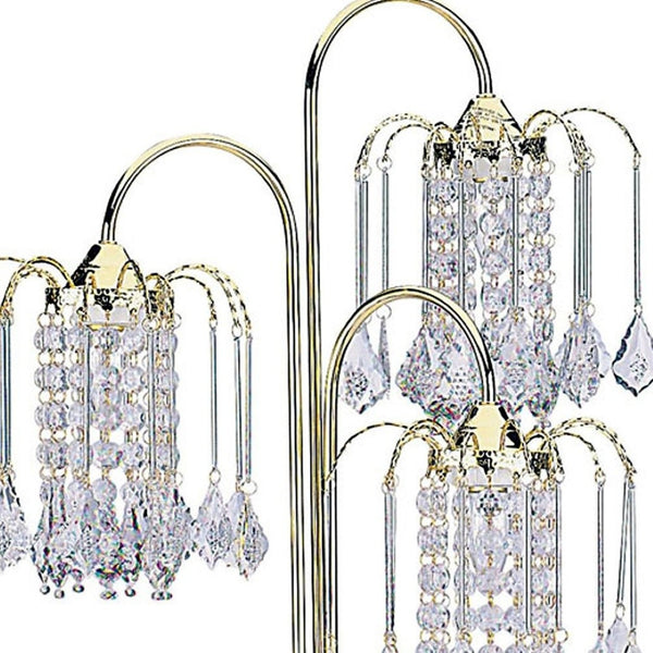 HomeRoots 34" Elegant Gold Chandelier Table Lamp with Faux Crystal Accents for Stylish Ambient Lighting 468857