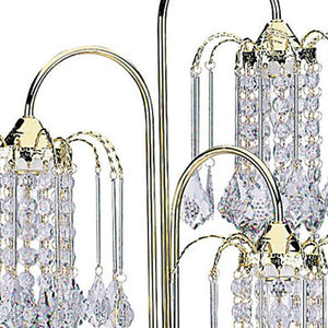 HomeRoots 34" Elegant Gold Chandelier Table Lamp with Faux Crystal Accents for Stylish Ambient Lighting 468857