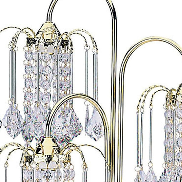 HomeRoots 34" Elegant Gold Chandelier Table Lamp with Faux Crystal Accents for Stylish Ambient Lighting 468857