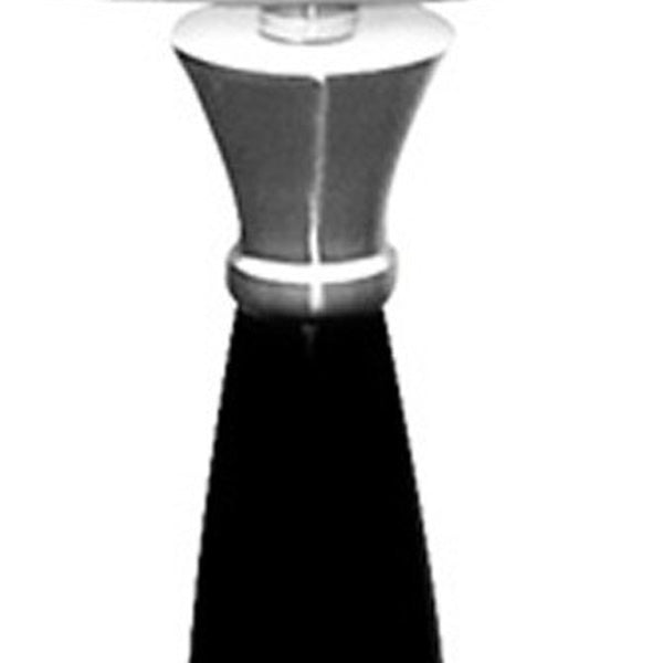 HomeRoots 30" Elegant Black Solid Wood Table Lamp with White Shade for Cozy Ambient Bedroom Lighting 468860