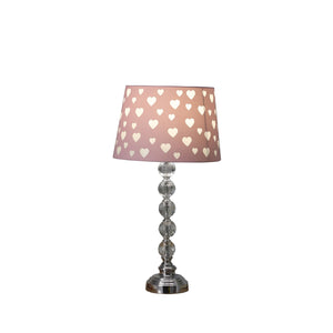 Homeroots 22" Crystal With Pink And White Dot Shade Table Lamp   468862