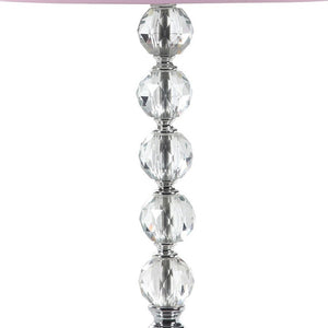Homeroots 22" Crystal With Pink And White Dot Shade Table Lamp   468862