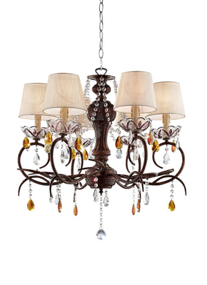 Homeroots Burnished Bronze Hanging Ceiling Lamp With Clear And Amber Crystals   468867