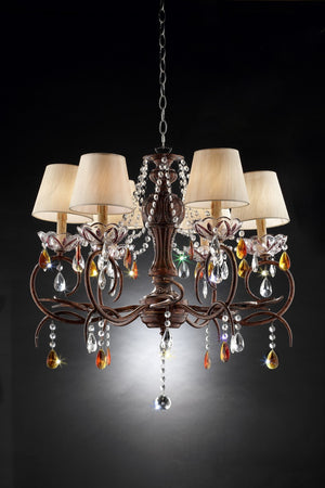 Homeroots Burnished Bronze Hanging Ceiling Lamp With Clear And Amber Crystals   468867