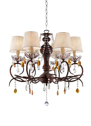 Homeroots Burnished Bronze Hanging Ceiling Lamp With Clear And Amber Crystals   468867