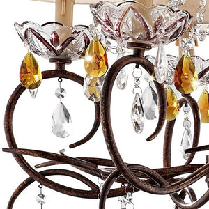 Homeroots Burnished Bronze Hanging Ceiling Lamp With Clear And Amber Crystals   468867