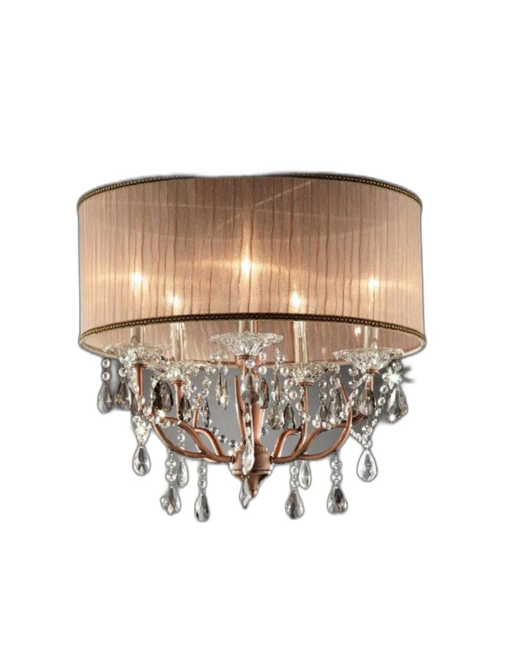 Homeroots Silver And Pink Faux Crystal Hanging Chandelier Lamp   468872