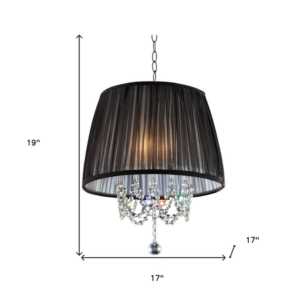 Homeroots Elegant Ceiling Lamp With Crystal Accents   468873