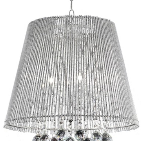 Homeroots Dreamy Silver Ceiling Lamp With Crystal Accents   468874