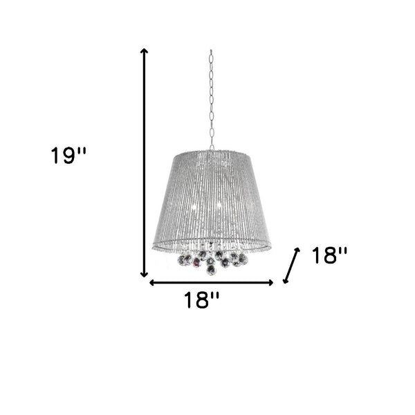 Homeroots Dreamy Silver Ceiling Lamp With Crystal Accents   468874