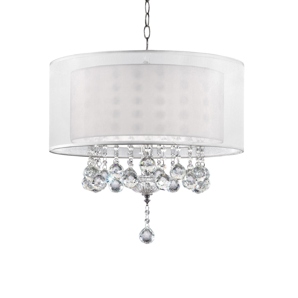 Homeroots Chic Silver Ceiling Lamp With Crystal Accents And Silver Shade   468875