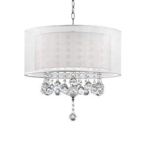 Homeroots Chic Silver Ceiling Lamp With Crystal Accents And Silver Shade   468875