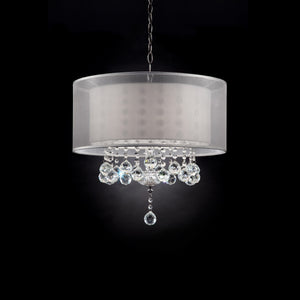 Homeroots Chic Silver Ceiling Lamp With Crystal Accents And Silver Shade   468875