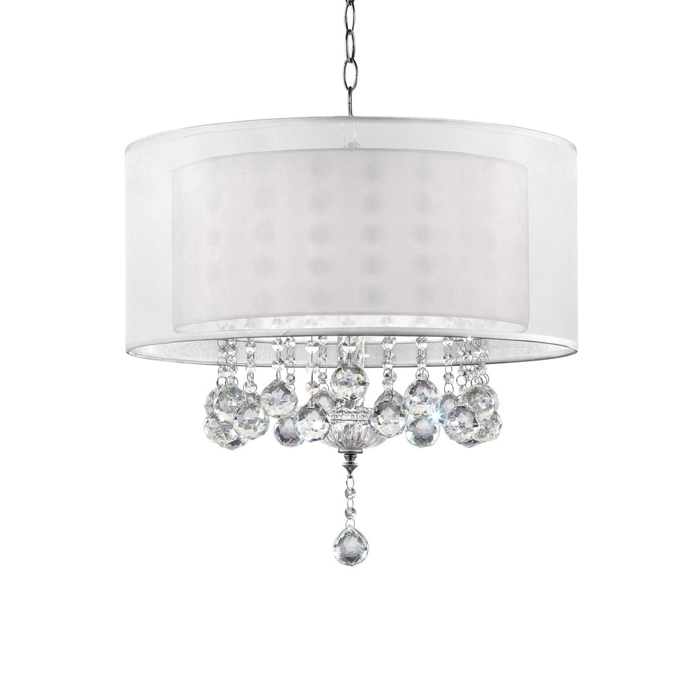 Homeroots Chic Silver Ceiling Lamp With Crystal Accents And Silver Shade   468875