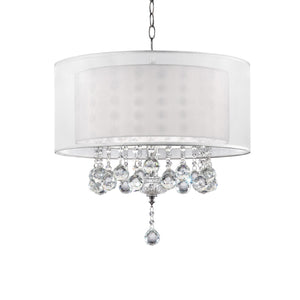 Homeroots Chic Silver Ceiling Lamp With Crystal Accents And Silver Shade   468875
