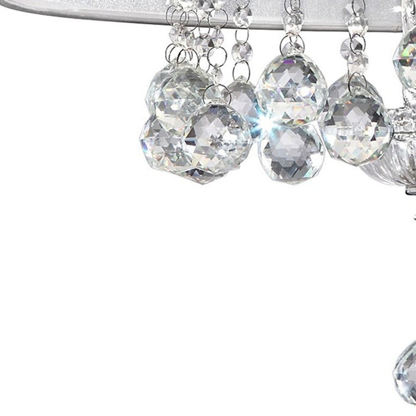 Homeroots Chic Silver Ceiling Lamp With Crystal Accents And Silver Shade   468875