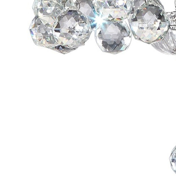 Homeroots Chic Silver Ceiling Lamp With Crystal Accents And Silver Shade   468875
