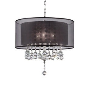 Homeroots Contempo Silver Ceiling Lamp With Black Shade And Crystal Accents   468876