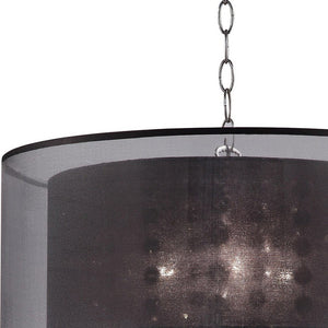 Homeroots Contempo Silver Ceiling Lamp With Black Shade And Crystal Accents   468876