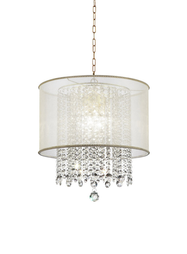 Homeroots Primo Gold Finish Ceiling Lamp With Crystal Accents And White Shade   468878