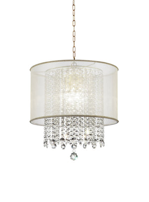 Homeroots Primo Gold Finish Ceiling Lamp With Crystal Accents And White Shade   468878