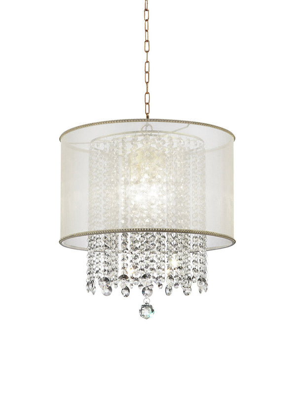 Homeroots Primo Gold Finish Ceiling Lamp With Crystal Accents And White Shade   468878