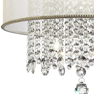 Homeroots Primo Gold Finish Ceiling Lamp With Crystal Accents And White Shade   468878