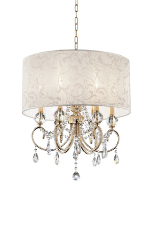 Homeroots Stunning Brass Gold Finish Ceiling Lamp With Crystal Accents   468879