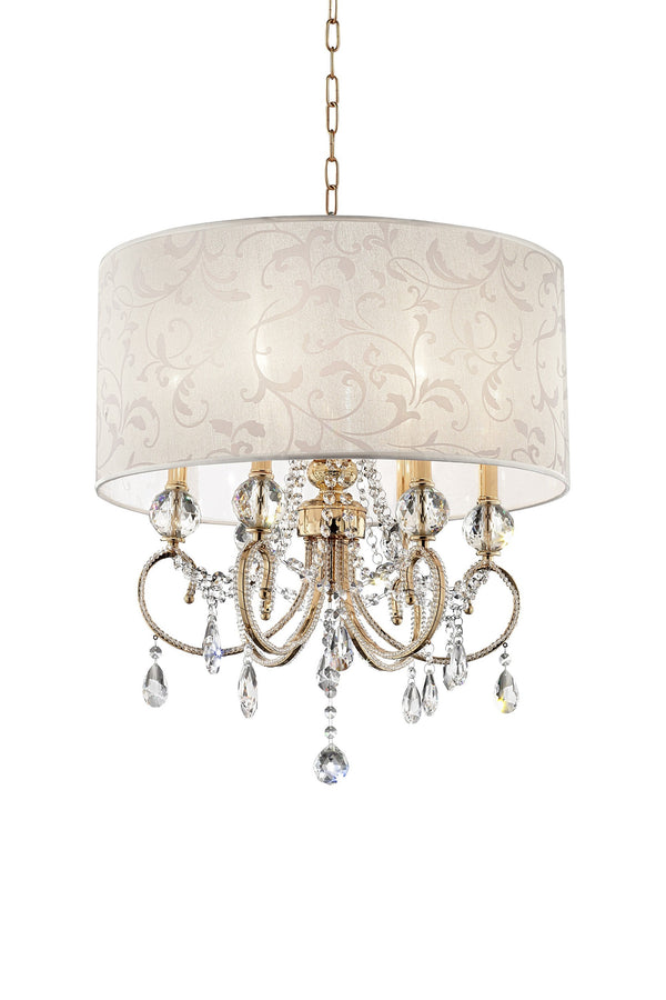 Homeroots Stunning Brass Gold Finish Ceiling Lamp With Crystal Accents   468879