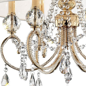 Homeroots Stunning Brass Gold Finish Ceiling Lamp With Crystal Accents   468879