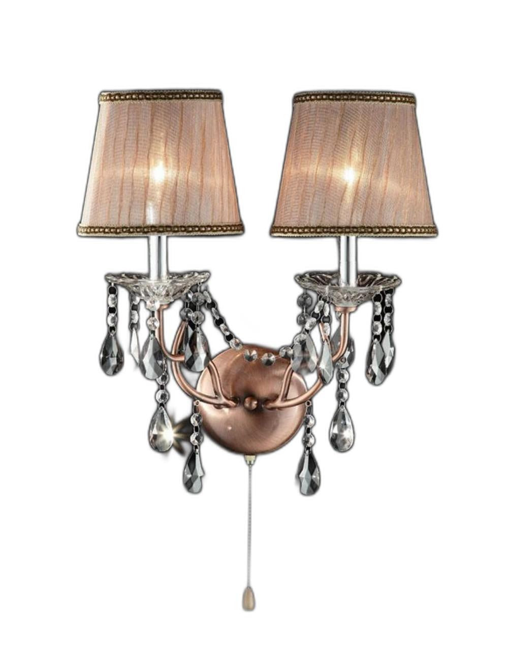 Homeroots Silver And Pink Faux Crystal Dual Light Hanging Wall Sconce   468884