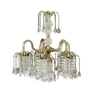 Homeroots Two Tier Crystal And Brass Hanging Chandelier Light   468885
