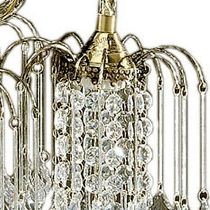 Homeroots Two Tier Crystal And Brass Hanging Chandelier Light   468885