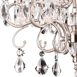 Homeroots Glam Silver Crystals And White Shade Chandelier   468887