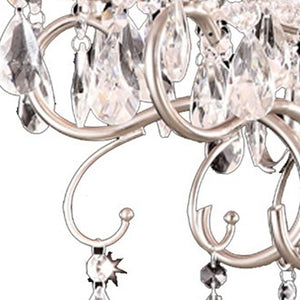Homeroots Glam Silver Crystals And White Shade Chandelier   468887