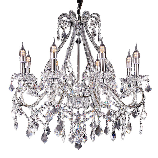 Homeroots Candle Style Empire Eight Light Transparent Glass Led Ceiling Light   468888