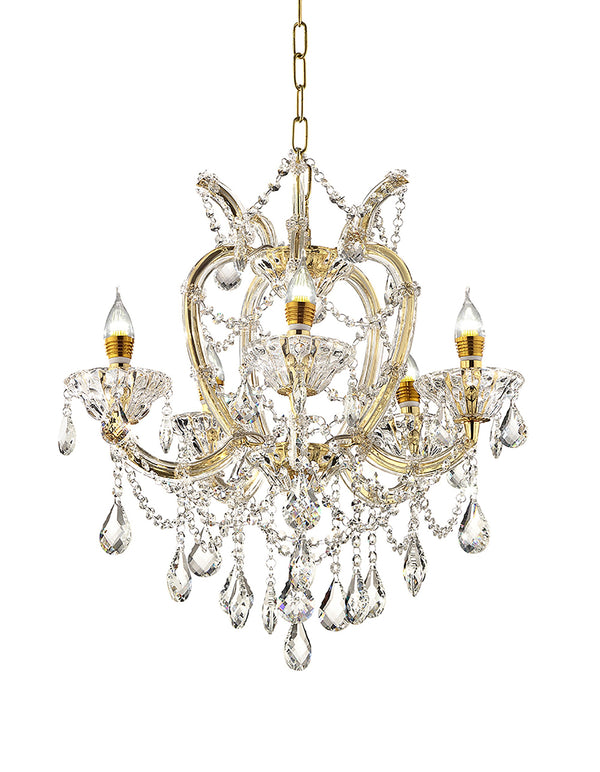 Homeroots Five Light Glam Gold And Faux Crystal Chandelier   468892
