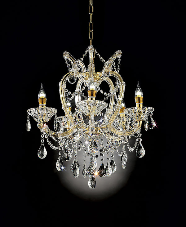 Homeroots Five Light Glam Gold And Faux Crystal Chandelier   468892