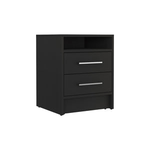 English Elm Greter Two-Drawer Nightstand with Open Shelf, Compact 24" Height, Modern Scratch-Resistant Top and Ample Storage Black 28 L x 20.5 W x 5.5 H B200P240254