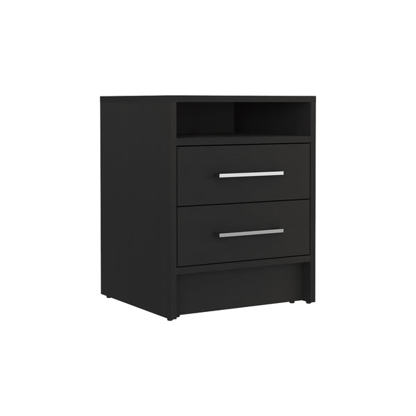 English Elm Greter Two-Drawer Nightstand with Open Shelf, Compact 24" Height, Modern Scratch-Resistant Top and Ample Storage Black 28 L x 20.5 W x 5.5 H B200P240254