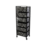 Zebra Six Drawer Rolling Tower Organizer - Stylish Zebra Print Storage with Lockable Wheels!