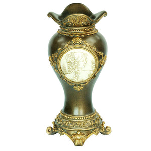Homeroots 16" Bronze And Gold Leaf Urn Polyresin Table Vase  Polyresin 468932