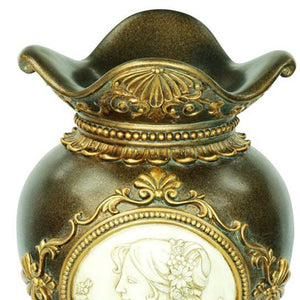 Homeroots 16" Bronze And Gold Leaf Urn Polyresin Table Vase  Polyresin 468932